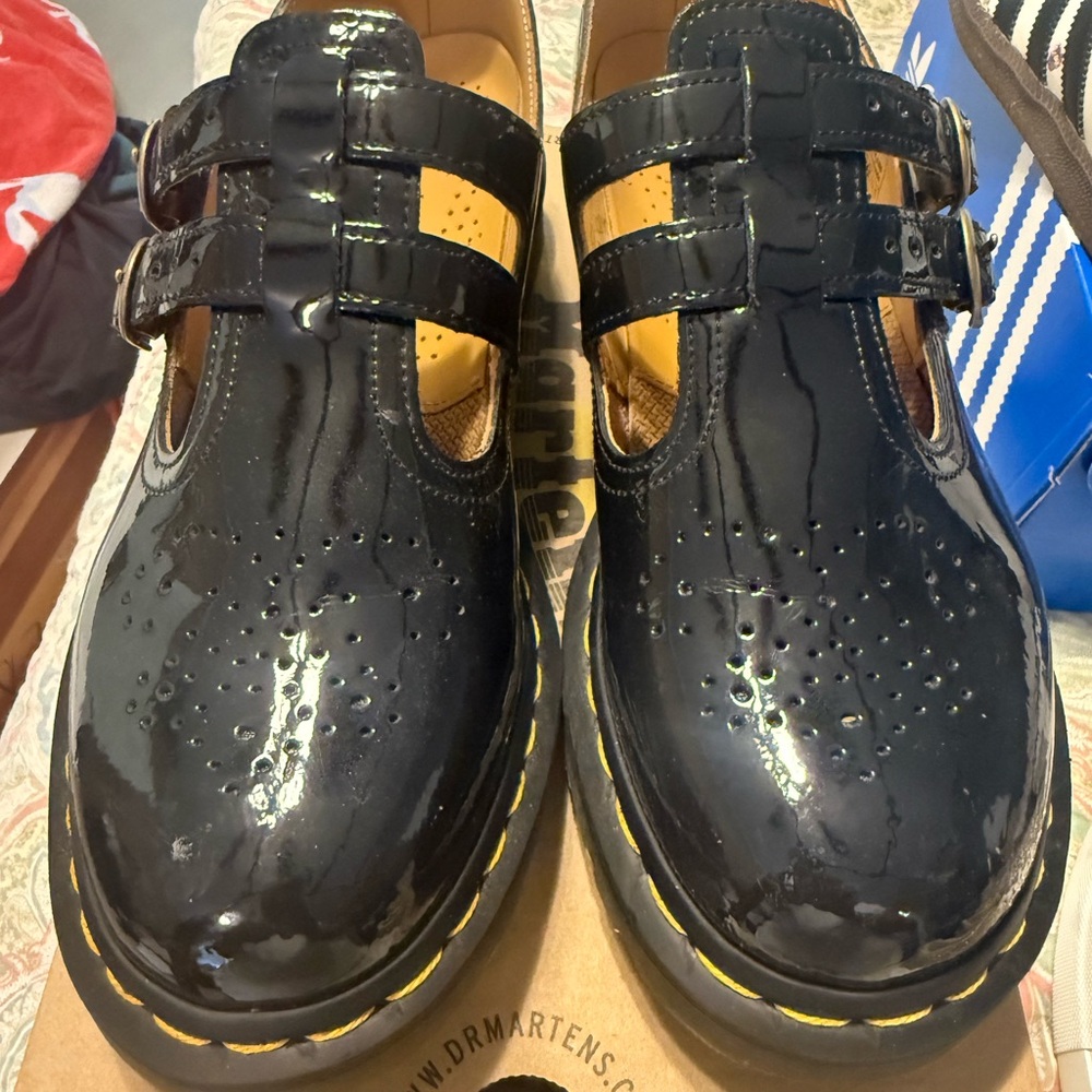 Dr Marten Mary Jane Black Patent Leather Shoes